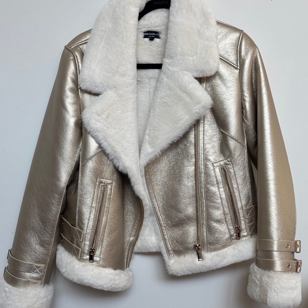 Generation Love Metallic Leather Jacket with Shearling